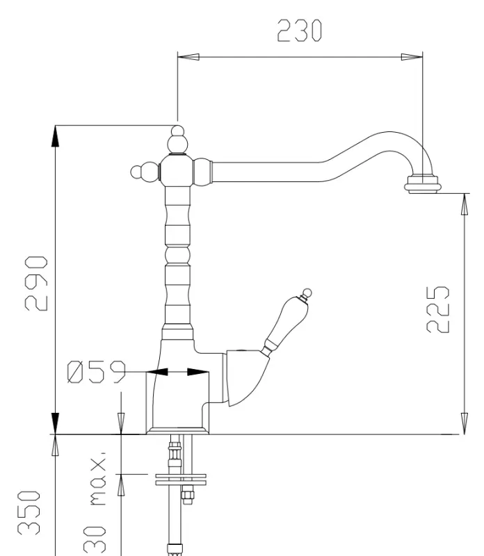 DEMM Nostalgiczna bateria kuchenna z obrotową wylewką chrom klasyczna 1208947364