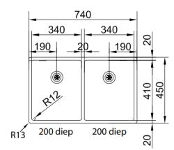 Franke Bolero plus R12 BXX 220 Podwójny zlewozmywak ze stali nierdzewnej do montażu na równi z blatem 74x45cm 127.0455.332