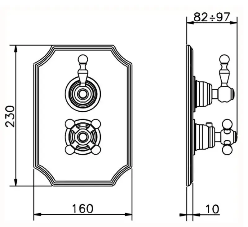 Cisal Arcana Royal wbudowany termostat z przełącznikiem stop chrom, w tym część do zabudowy 1208952378