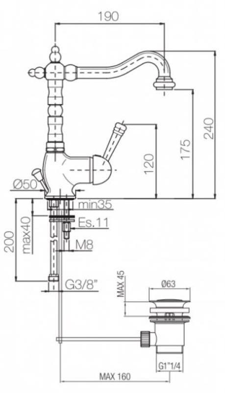 PB Nostalgiczna Bateria Umywalkowa Vintage ze Stali Nierdzewnej