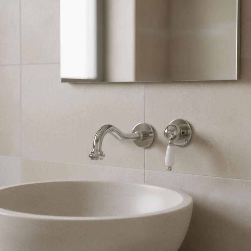 PB nostalgiczna podtynkowa bateria umywalkowa Vintage, wylewka 21 cm, chrom.