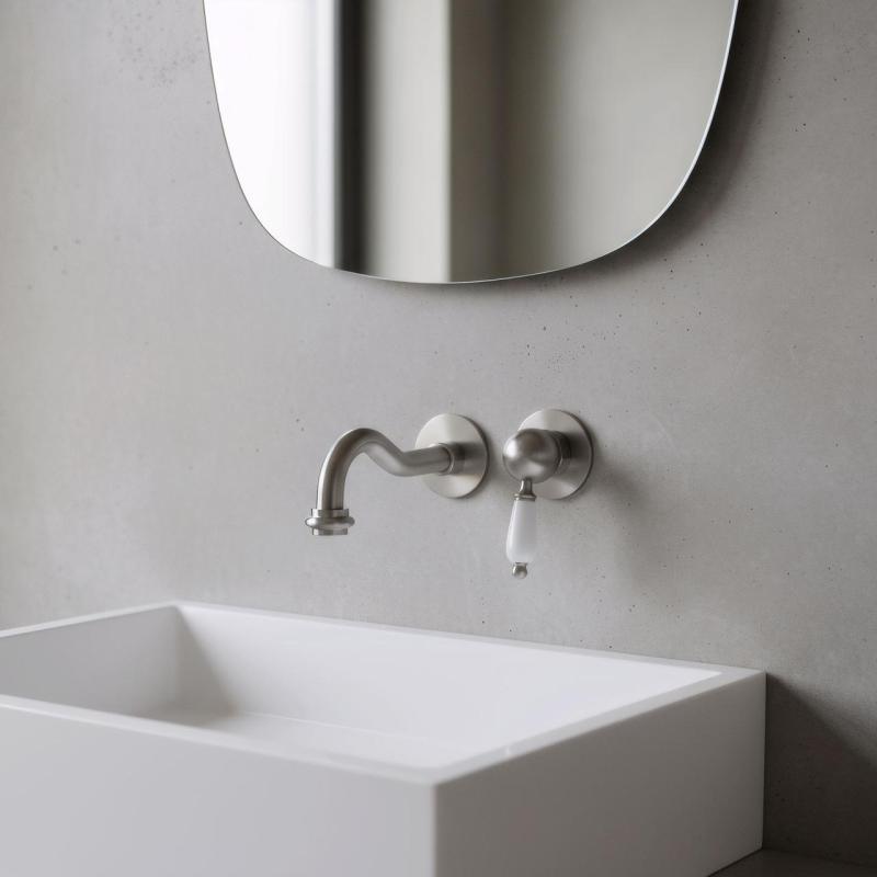 PB nostalgiczna wbudowana bateria umywalkowa Vintage z wylewką 21 cm ze stali nierdzewnej