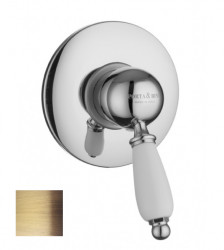 PB nostalgiczna inbouwmengkraan met witte hendel brons.