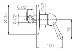 PB nostalgiczna inbouwmengkraan met witte hendel brons.