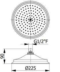 PB Klasyczna deszczownica, głowica prysznicowa 22 cm chromowana z dyszami antywapiennymi i systemem powietrznym 1208952912