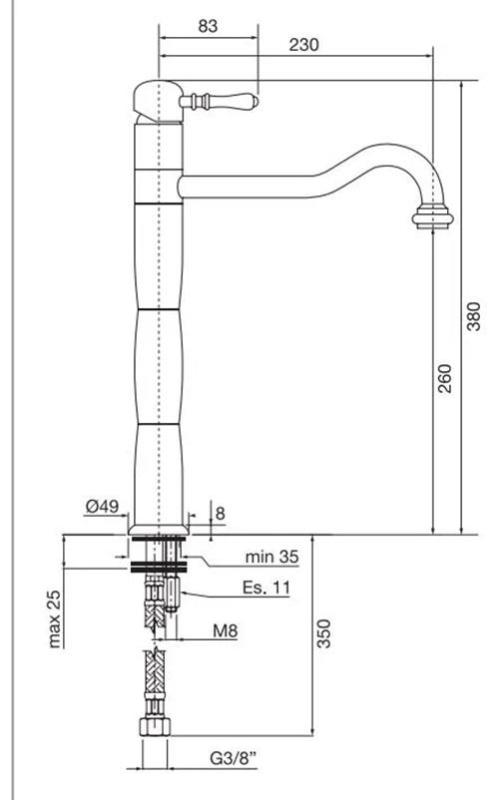 PB Classic Nostalgiczny kran kuchenny w kształcie kolumny Brąz 1208952921