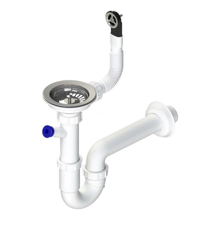 Zestaw odpływowy GraniteMy ze stali nierdzewnej z okrągłym przelewem włącznie z syfonem do pojedynczej zlewozmywaki 1208952965