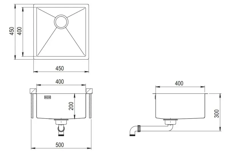 Ausmann Mosel RVS zlewozmywak kolor miedzi PVD Copper 40x40 montaż podblatowy, równy i nablatowy 080969