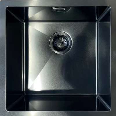 Ausmann Mosel Stal nierdzewna zlewozmywak kolor antracytowy PVD Gun Metal 40x40 podblatowy płaski i nablatowy 067106