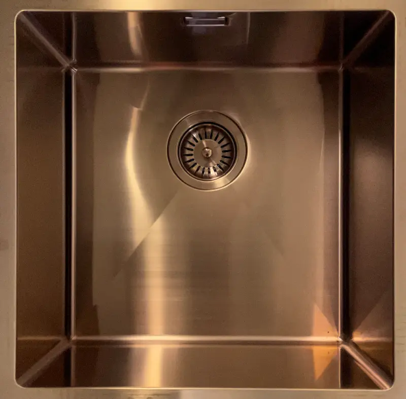 Ausmann Mosel RVS zlewozmywak w kolorze miedzi PVD Copper 50x40 do montażu podblatowego, wpuszczanego i na blacie 080976