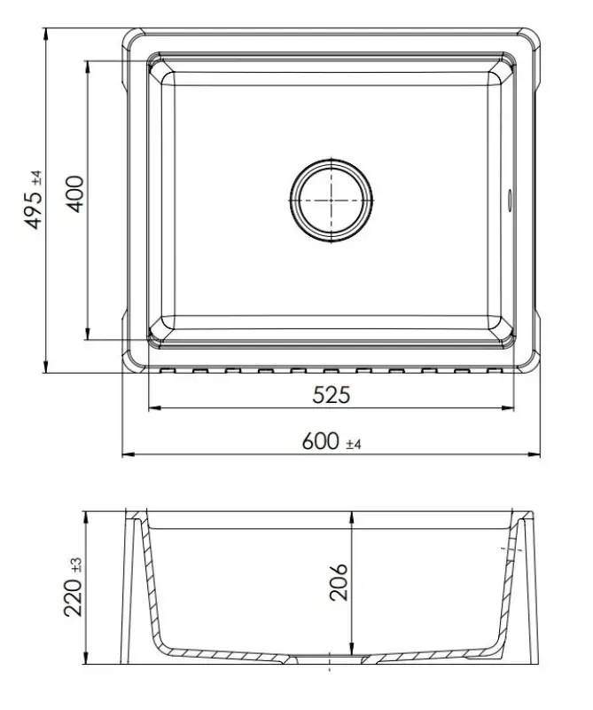Zlew GraniteMy Tradition w stylu rustykalnym, dwustronny granitowy zlew 60x48 cm, czarny podwieszany 1208953016