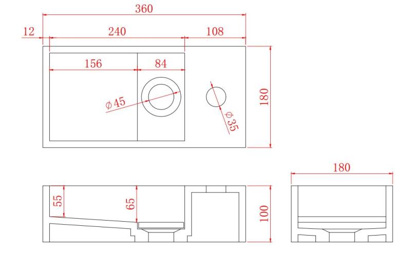 Solid-S Fontanna z litego materiału B36xD18xH10 cm, matowa czerń z pokrywą 1208953168