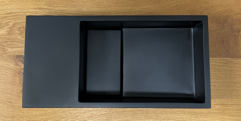 Solid-S Fontanna z litego materiału B36xD18xH10 cm, matowa czerń z pokrywą 1208953168