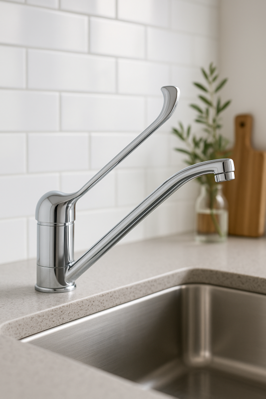 PB Clinic kran kuchenny dla osób niepełnosprawnych z obrotową i długą wylewką chromowaną 1208953266