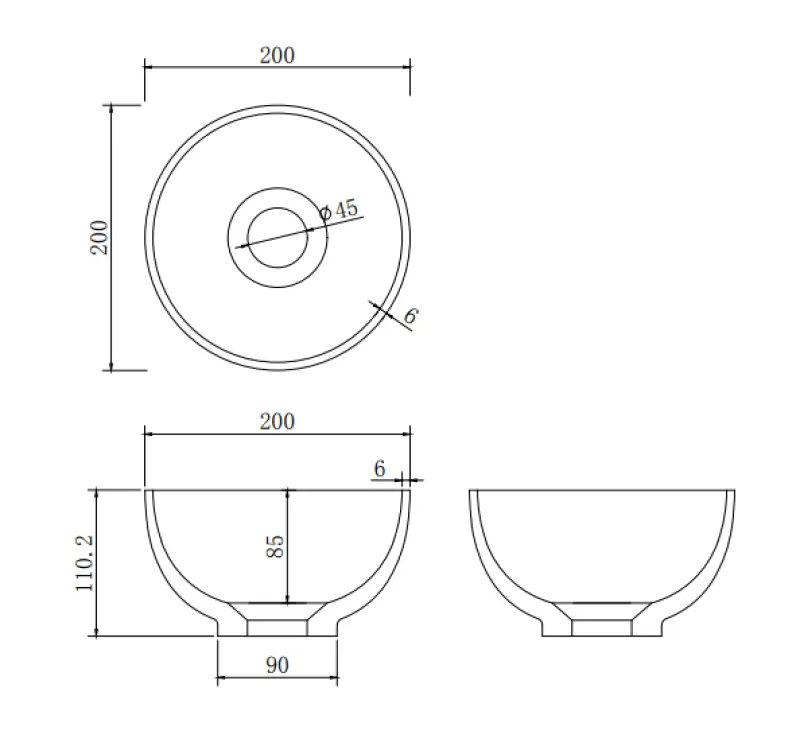 Umywalka Solid S z litego materiału, okrągła, 20 x 20 x 11 cm, matowa czerń, 1208953268