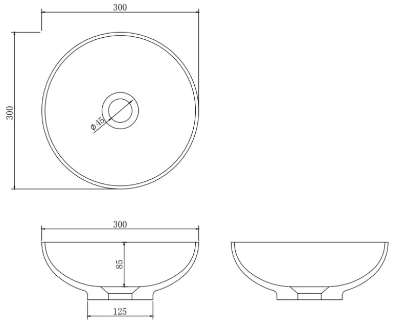 Umywalka Solid S z litego materiału, okrągła, 30 x 30 x 11 cm, matowa czerń, 1208953271