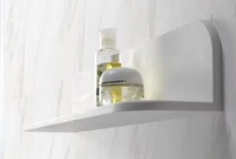 Solid-S Planchet Półka matowa biała, koszyk pod prysznic 90 x 12 cm, materiał Solid Surface, w zestawie z niewidocznymi elementami mocującymi 1208953448