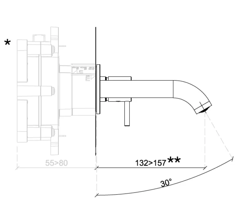 SB Round wbudowana bateria umywalkowa matowa czarna - 132mm