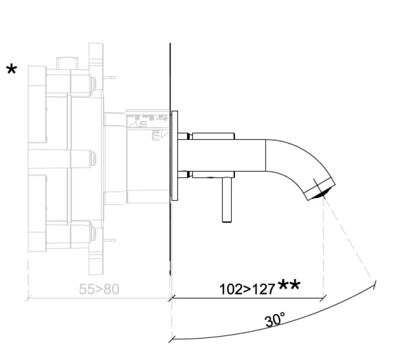 SB Round 316 wbudowana bateria umywalkowa Szczotkowana Miedź PVD 102mm