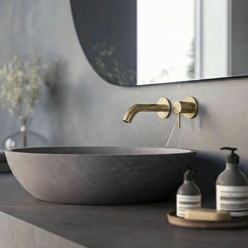 SB Round 316 wbudowana bateria umywalkowa Szczotkowany Mosiądz PVD 102mm