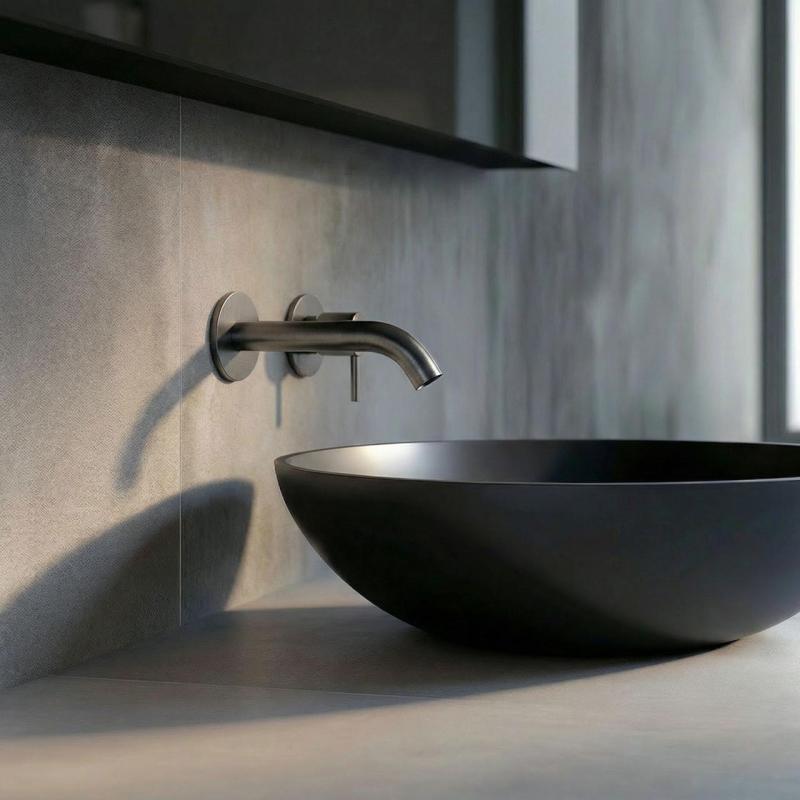 SB Round 316 wbudowana bateria umywalkowa Gun Metal PVD 132mm