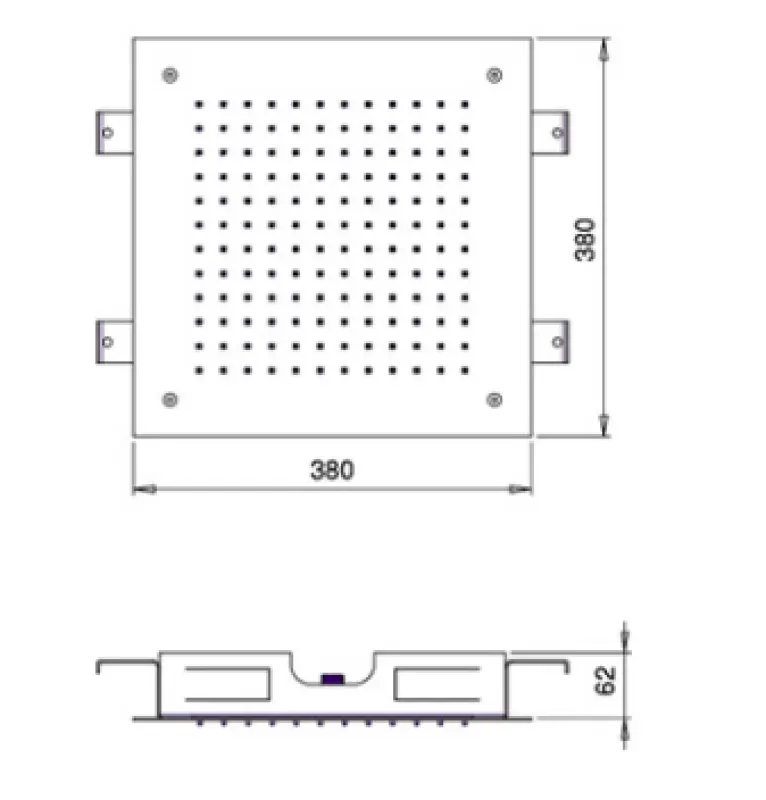 SB Square natrysk deszczowy do zabudowy 380x380mm Szczotkowany Mosiądz PVD