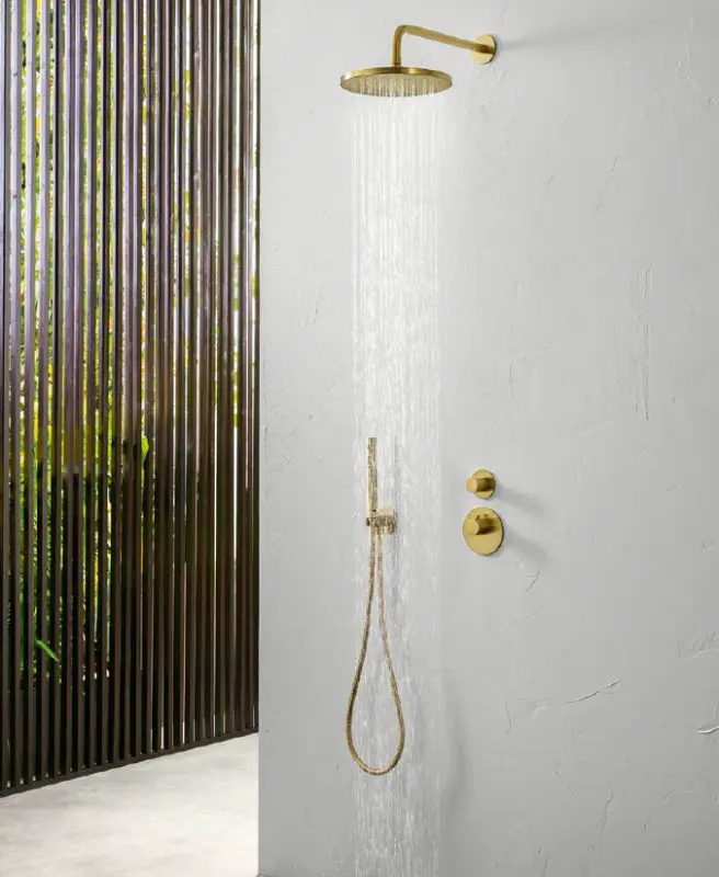 SB Rubinetterie 316 zestaw prysznicowy ręczny z wężem i hakiem do zawieszania, szczotkowany mosiądz PVD 1208953547