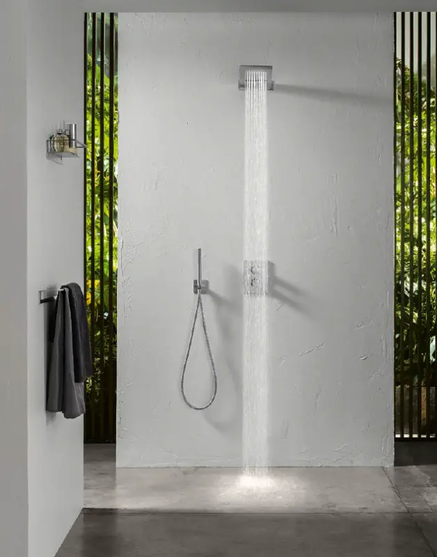 SB 316 Vierkant handdoucheset met slang en ophanghaak RVS