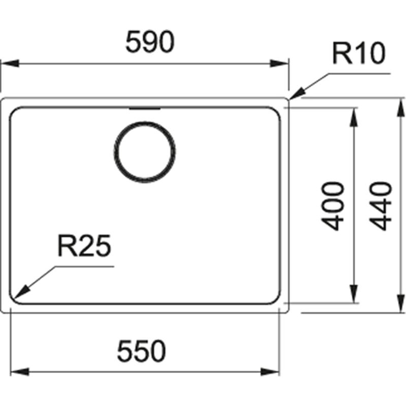 Franke Mythos MYX 110.55 zlewozmywak ze stali nierdzewnej 55x40cm podwieszany 122.0638.200
