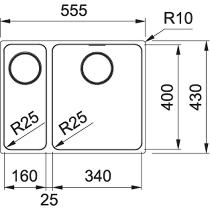 Franke Mythos MYX 160.34.16 BR półtorakomorowy zlewozmywak podwieszany ze stali nierdzewnej 16+34 cm 122.0638.272