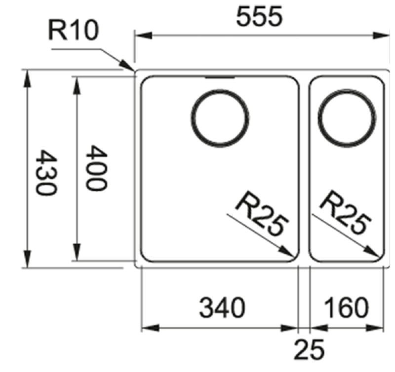 Franke Mythos MYX 160.34.16 BL półtorakomorowy zlewozmywak stalowy podwieszany 34+16cm 122.0638.273