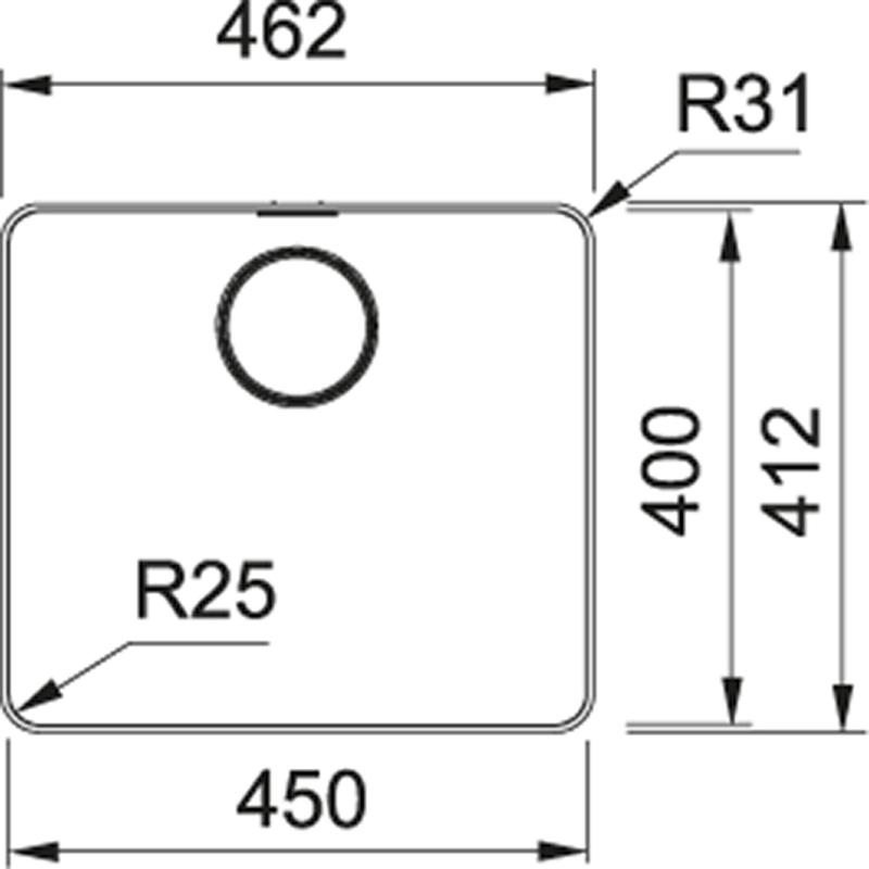 Franke Mythos MYX 210.45 zlewozmywak ze stali nierdzewnej 45x40 cm do montażu na równi z blatem 127.0638.275