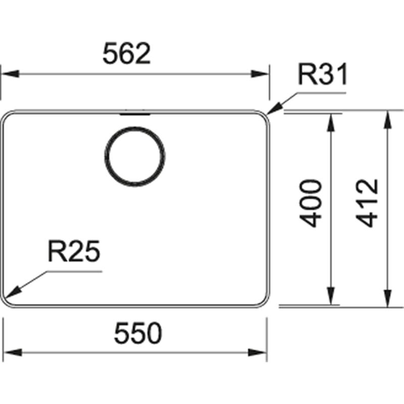 Franke Mythos MYX 210.55 zlewozmywak ze stali nierdzewnej 55x40cm do montażu w płaszczyźnie 127.0638.277