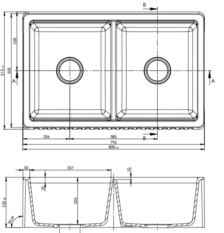 GraniteMy Tradition wiejski podwójny zlewozmywak 2-komorowy z granitu 80x50cm biały, montaż nablatowy, podblatowy i wpuszczany 1208953698