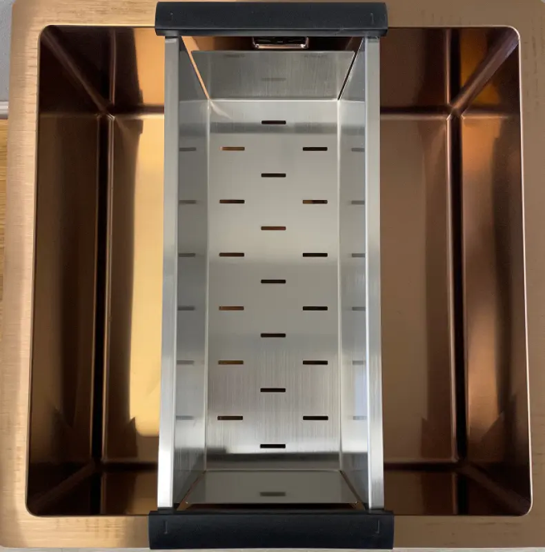 Ausmann geborsteld roestvrijstalen inzetbak restbakje 44x18cm voor spoelbak lengte 40cm 1208953722