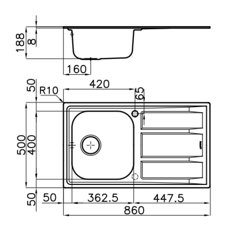 Foster Marine RVS 316 odwracalny zlewozmywak z ociekaczem 86x50cm montaż nablatowy 1208953725