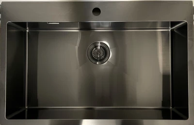 Ausmann Weser duży zlewozmywak ze stali nierdzewnej w kolorze antracytowym PVD Gun Metal 79x51 z otworem na baterię, montaż podblatowy i natynkowy 067137