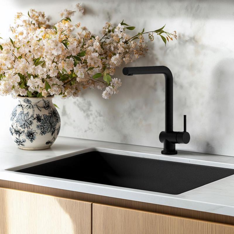 Ausmann Minta matowa czarna bateria kuchenna z obrotową wylewką 1208953747
