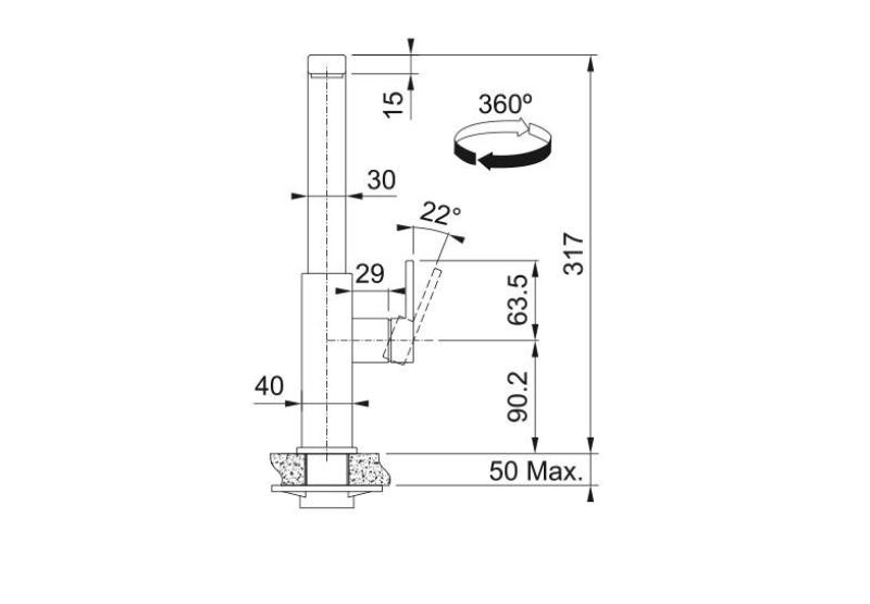 Franke czarny szczotkowany Bateria kuchenna Mythos z obrotową wylewką 115.0550.441