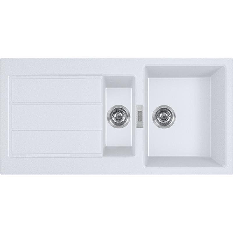 Franke Sirius 2 S2D 651 plastikowy 1,5 półtora zlewozmywak z ociekaczem biały montaż powierzchniowy 100x50 143.0634.555