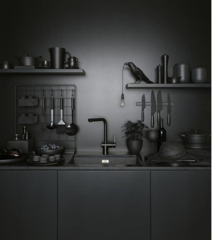 Franke szczotkowana czarna bateria kuchenna z sensorem Atlas Neo z obrotową wylewką 115.0625.525