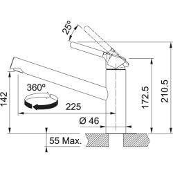 Franke Orbit niska bateria kuchenna z obrotową wylewką chrom 115.0623.054
