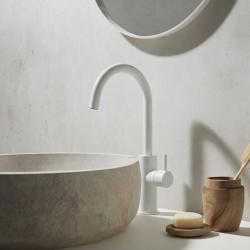 Waterevolution Flow bateria umywalkowa wysoka matowa biała T1121FUBR