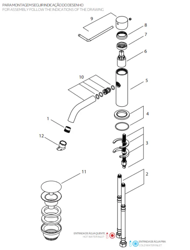 Waterevolution Flow wastafelkraan inclusief klikplug RVS T111IE