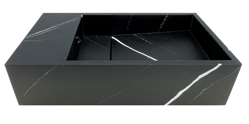 Solid-S Marmur solid surface fontanna B40xD22xH10cm marmur matowy czarny 1208953898