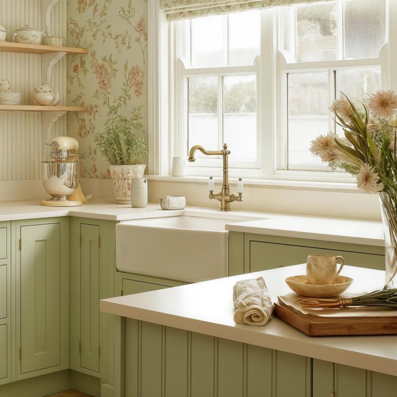 PB Nostalgiczny klasyczny wiejski kran kuchenny Brązowy z białymi uchwytami 1208953913