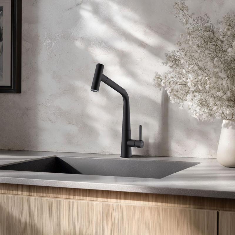 Franke Icon Kran Kuchenny matowy czarny z wyciąganą wylewką 115.0625.190