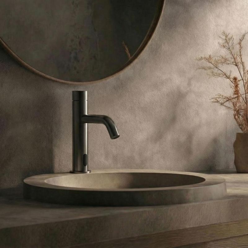 Waterevolution Flow elektroniczna bateria umywalkowa na podczerwień na baterie Gun Metal T110GME