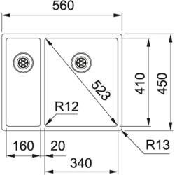 Franke Bolero plus R12 BXX 260 BR 1,5 półtora komory zlewozmywak ze stali nierdzewnej do montażu na równi 127.0455.331