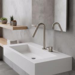 Waterevolution Flow 2-otworowa bateria umywalkowa w całości ze stali nierdzewnej z małą wylewką V 120mm T1121VIE